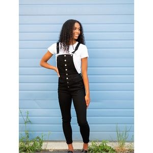 Kancan Overalls Jean Womens Denim Stretch Bibs Boho 90s Black Small NWT